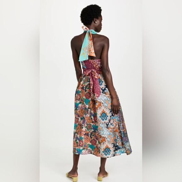 Love The Label Anthropologie Ivy Printed Patchwork Halter Maxi Dress Size XS NWT - Picture 6 of 12